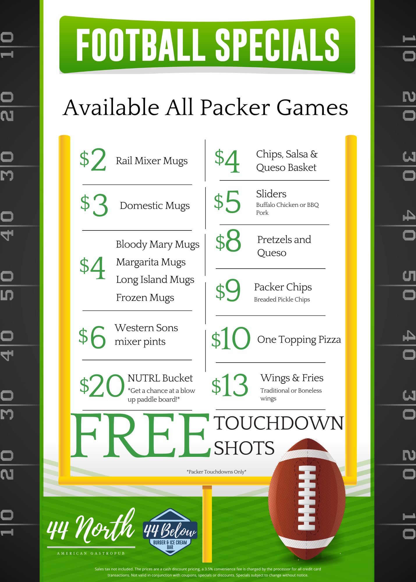 Football Specials Available During All Packer Games
