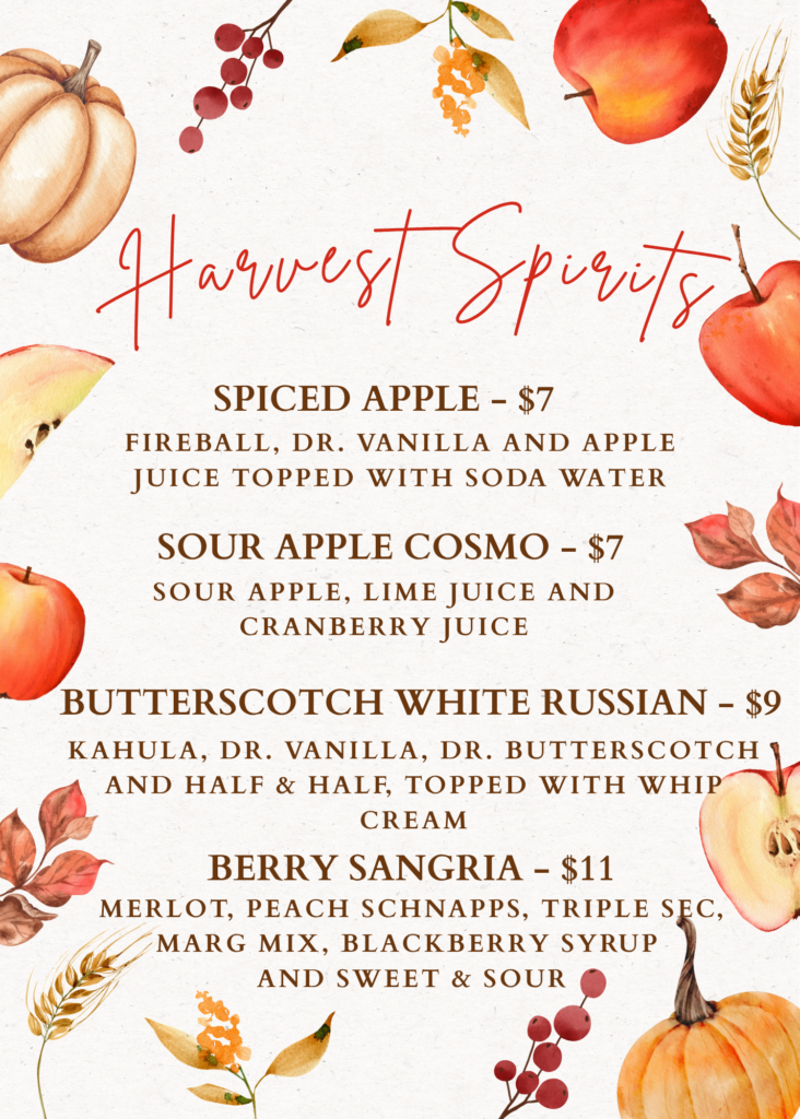 Harvest Spirits Fall Drink Specials